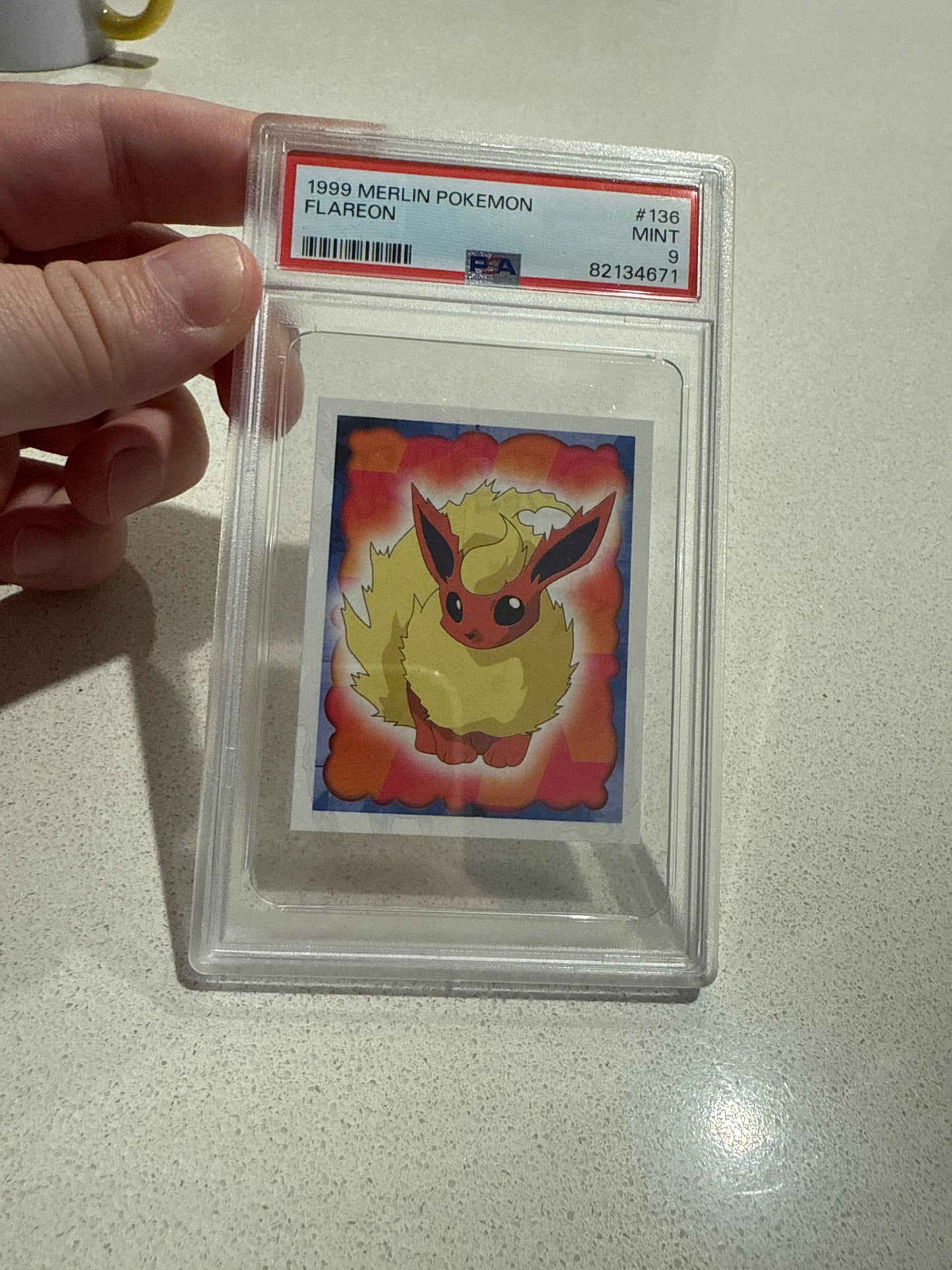 Flareon 136 merlin pokemon sticker PSA 9