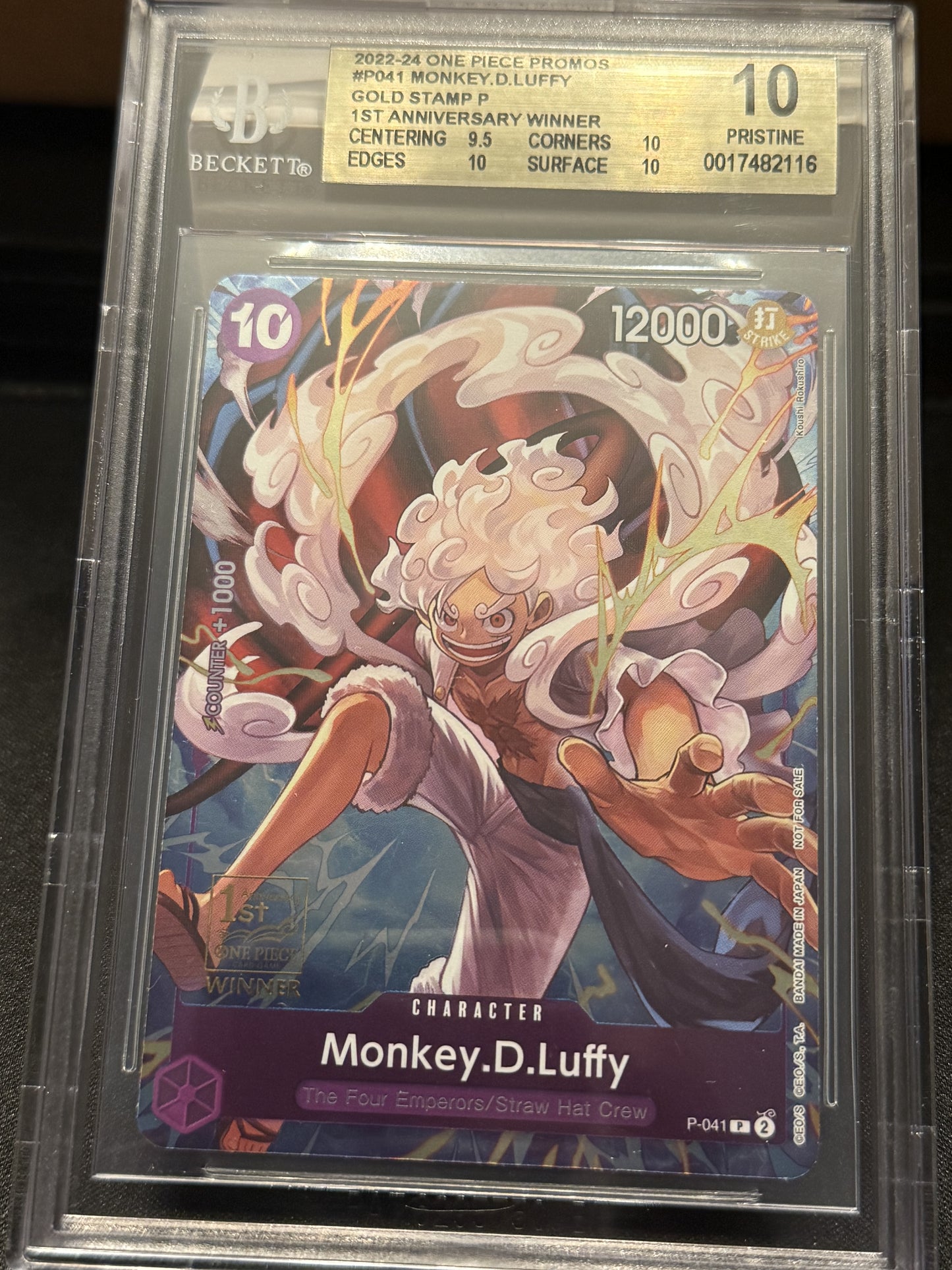 Monkey.D.Luffy GOLD STAMP P/(1st Anniversary Winner) BGS 10