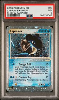 EX RUBY & SAPPHIRE 99 LAPRAS EX-HOLO PSA 7